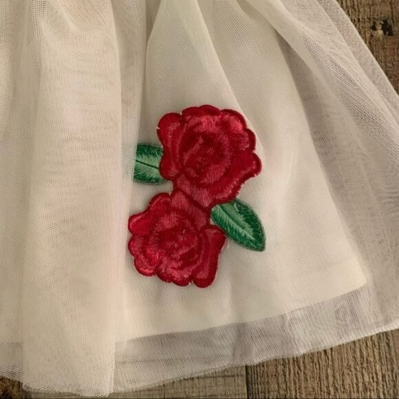 Nannette Kids Girls Size 2T Denim And Tulle Dress With Embroidered Roses - Picture 3 of 8